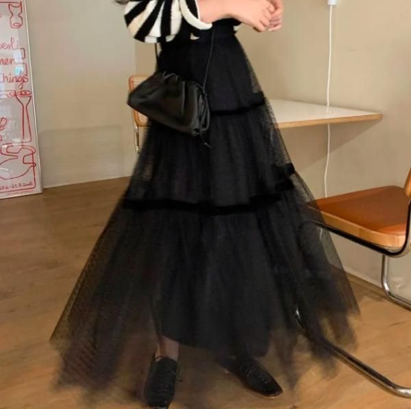 大特価】2色展開 ドット柄 水玉柄 シースルー チュールレース