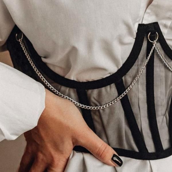 大特価】ブラック シースルー メッシュ バックレースアップ