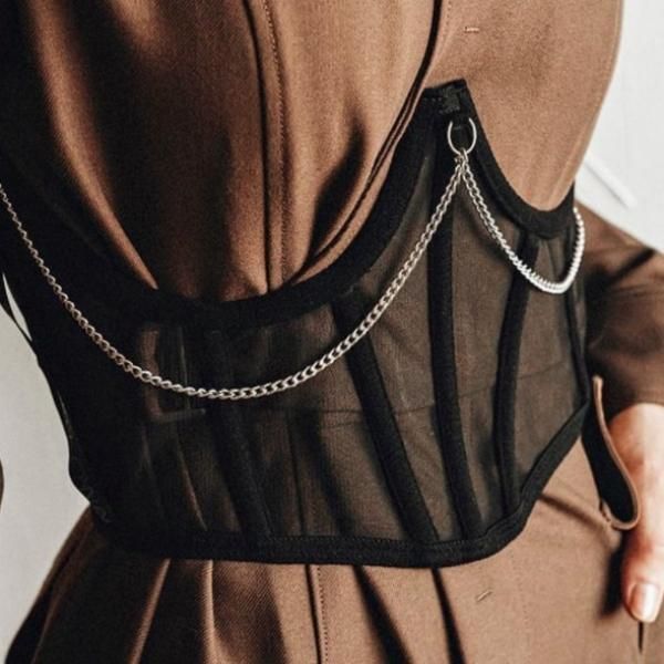 大特価】ブラック シースルー メッシュ バックレースアップ