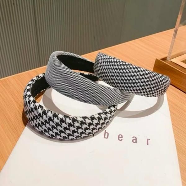 大特価】3色展開 千鳥格子柄 ワイドカチューシャ カチューシャ