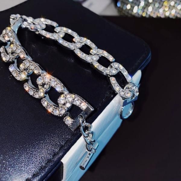 【インパクト大♪】CHANEL キラキラ ブレスレット 大特価】シルバー ラインストーン キラキラ チェーン