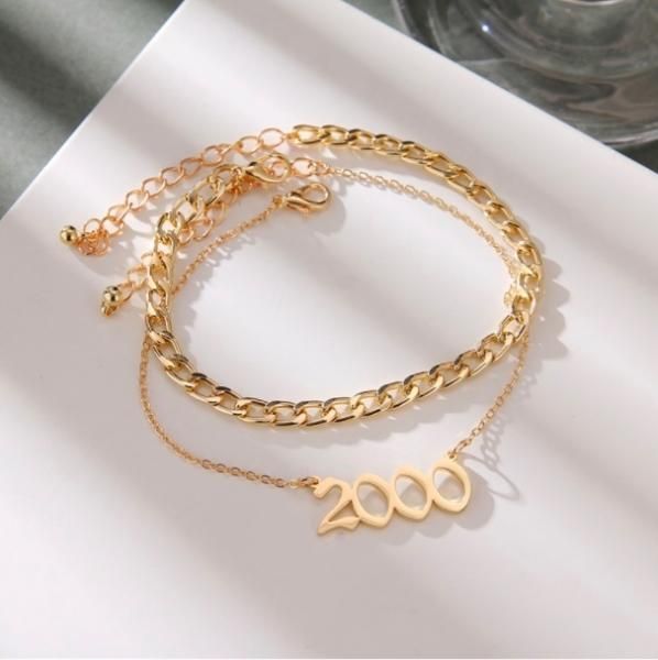 大特価】ゴールド 2000 2連デザイン アンクレット チェーン
