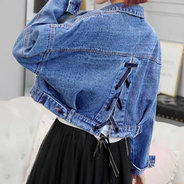 大特価】ブルー バックレースアップ 編み上げ ショート丈