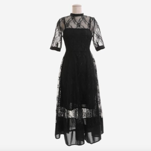 大特価】2色展開 クロシェレース 総レース シースルー 半袖 A
