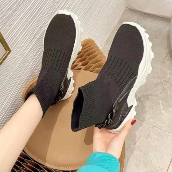 ❤️新品未使用❤️ NO NAME ソックスブーツ　プラットフォーム　35 プラットフォーム ロングブーツ - ブラック | CHARLES & KEITH
