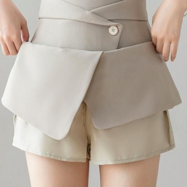 大特価】2色展開 サイドボタン ラップスカート 巻きスカート