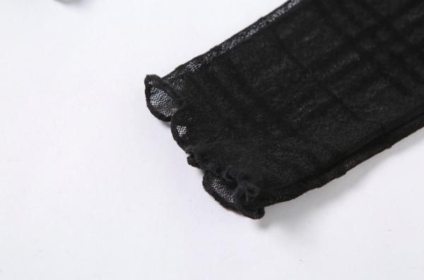 ブラックミニワンピース 半袖 チェックアームカバー セール】DAMAGE HEM DETACHABLE S/OP ダメージヘム