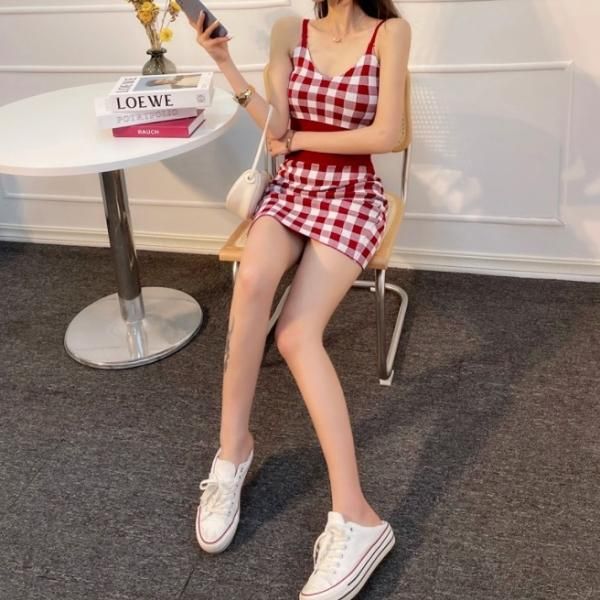 チェック柄 クロップドシャツ＆ロングスカート セット♡写メアップしました 2点S 06bf27a4fb5e584a5ed55e74a76ff9