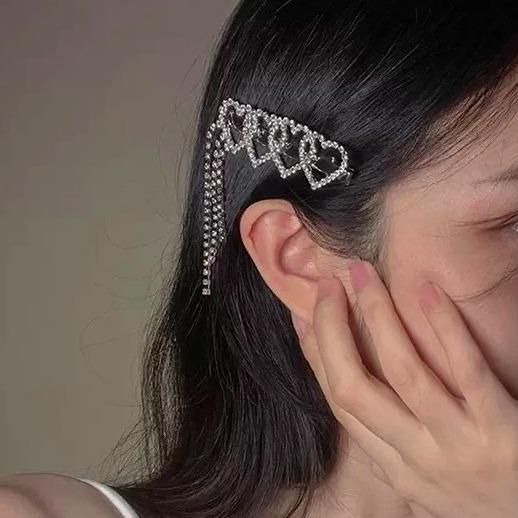 【大特価】シルバー ラインストーン ビジュー キラキラ ハート ヘアピン ヘアアクセサリー 韓国 インポート 通販