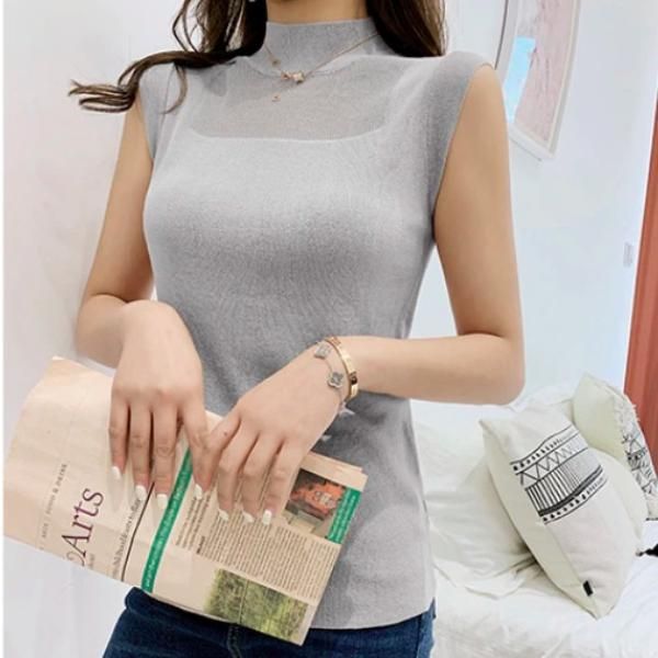 【美品】WAAC ノースリーブ モックネック 1 シースルー 美品】WAAC ノースリーブ モックネック 1 シースルー WOMEN