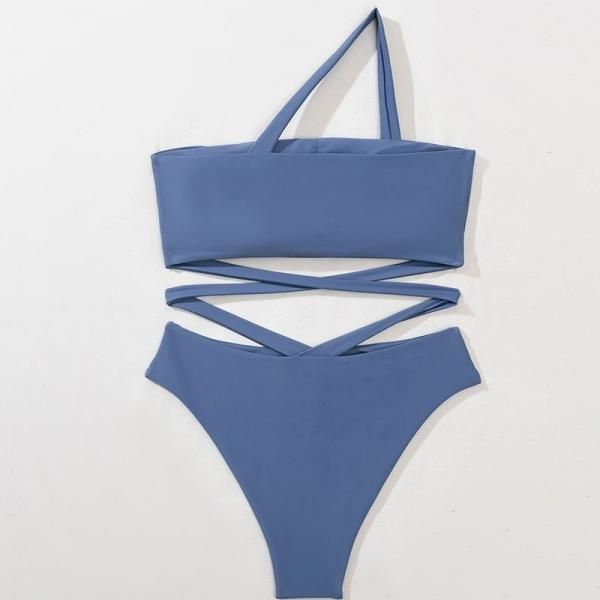 ショルダーリボンスウィムウェア　ブルー ショルダーリボンスウィムウェア ブルー ショルダーリボンスウィ