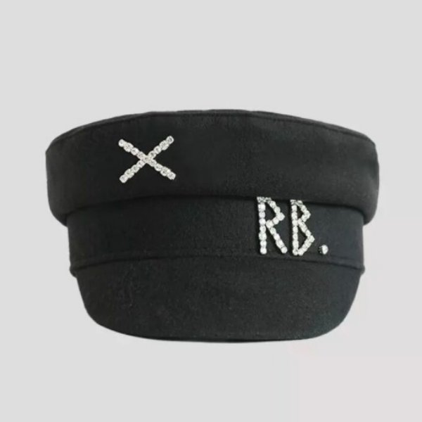 【大特価】6色展開 ラインストーン RB クロス 十字架 ウール調 キャスケット マリンキャップ 帽子 インポート 通販