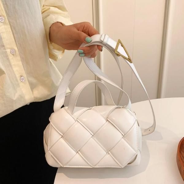 大特価】6色展開 フェイクレザー 合皮 編み込みバッグ