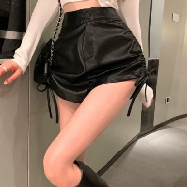 大特価】3色展開 フェイクレザー 合皮 サイドシャーリング ハイ