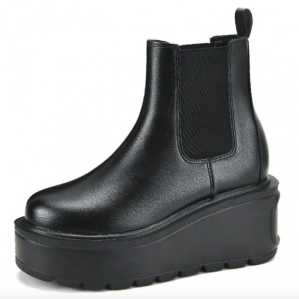 yoyoレディース靴一覧極美品 サイズ37 ENFOLD 厚底レザーショートサイドゴアブーツ 黒
