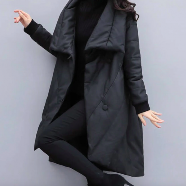 【ナオ】ロングコート　ビッグカラー　イギリス製　ポワン袖　㈱ワールド　ブラック