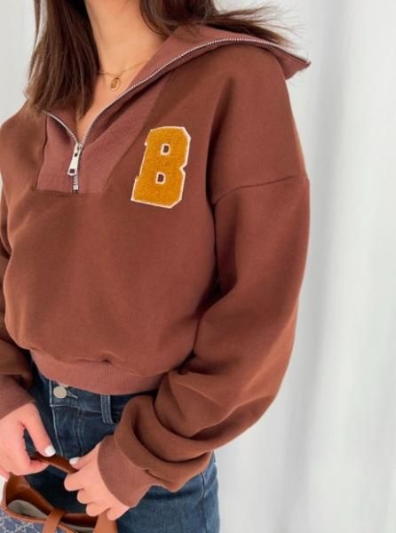 大特価】2色展開 Bロゴ ハーフジップ ジッパー ジップアップ