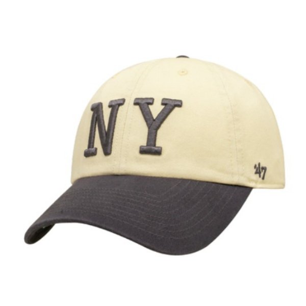 【大特価】ベージュxグレー フロントロゴ NY バイカラー ベースボールキャップ キャップ 帽子 インポート 通販