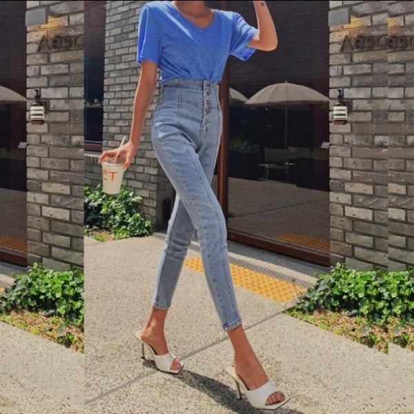 大特価】ライトブルー フロントボタン センタープレス ハイ