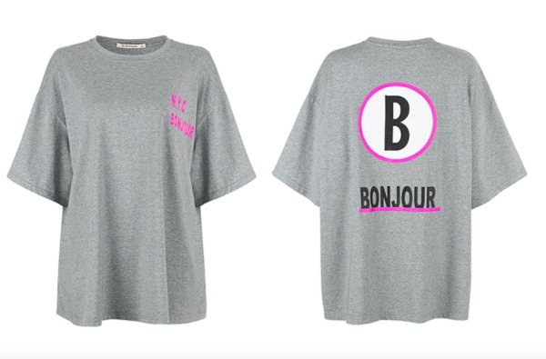 大特価】グレーxピンク バックロゴ Bロゴ バックプリント Tシャツ 半袖