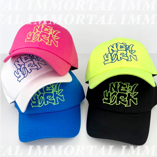 【大特価】5色展開 ネオンカラー NEW YORK フロントロゴ ベースボールキャップ キャップ 帽子 インポート 通販