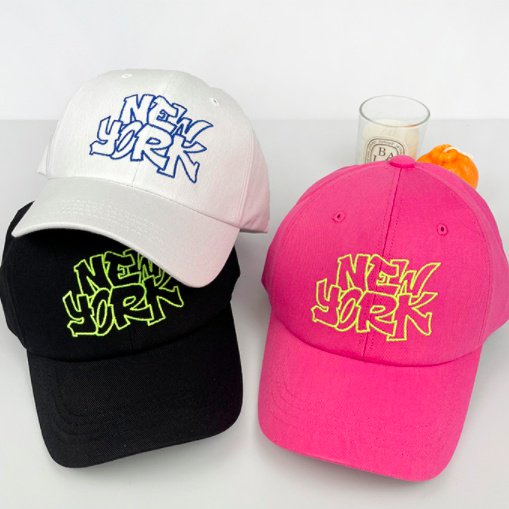 【大特価】5色展開 ネオンカラー NEW YORK フロントロゴ ベースボールキャップ キャップ 帽子 インポート 通販