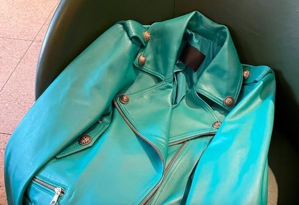 値段交渉可‼ 80s ターコイズブルー echtes leder ドイツ製 70 大特価】ターコイズブルー フェイクレザー 合皮 ライダース