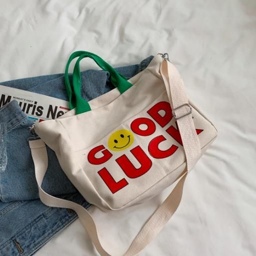 大特価】4色展開 GOOD LUCK フロントロゴ ハンドバッグ