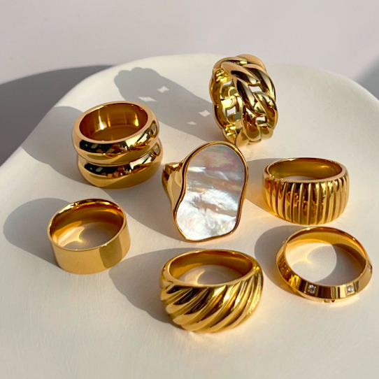 大特価】7デザイン ゴールド リング 指輪 デザインリング ビンテージ風リング ストーンリング インポート 通販