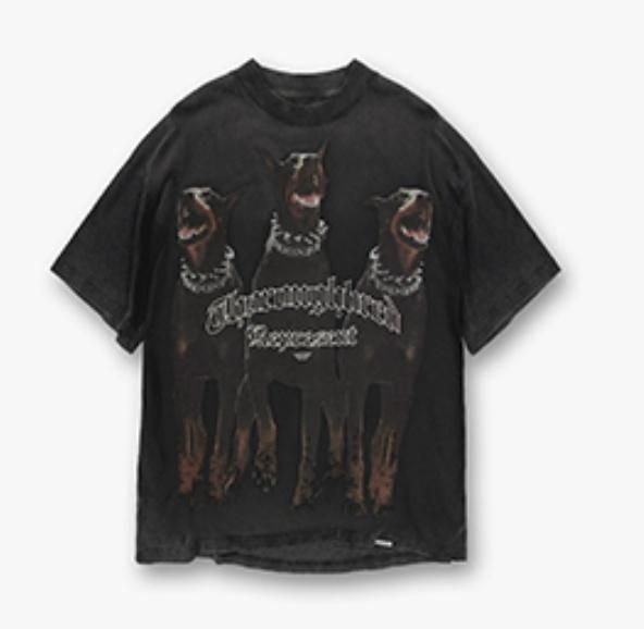 TRUE RELIGION ★ オーバーサイズ ドーベルマン Tシャツ 大特価】2色展開 ドーベルマン フォトプリント オーバーサイズ