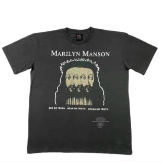 【大特価】ブラック マリリン・マンソン ビンテージ 古着風 ユニセックス Tシャツ 半袖 トップス カットソー インポート 通販