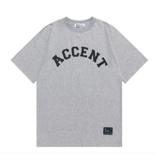 【大特価】4色展開 フロントロゴ accent ユニセックス オーバーサイズ Tシャツ 半袖 トップス カットソー インポート 通販