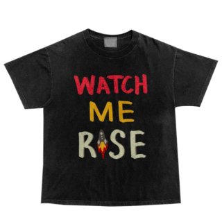 【大特価】ブラック watch me rise バックプリント フロントロゴ ユニセックス オーバーサイズ Tシャツ 半袖 トップス カットソー インポート 通販