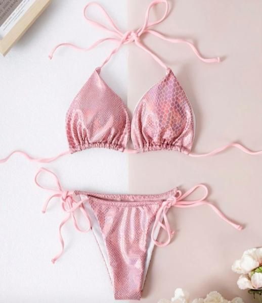 新品」 ブラジリアン水着 ビキニ 三角 ピンク Sサイズ クタクタ