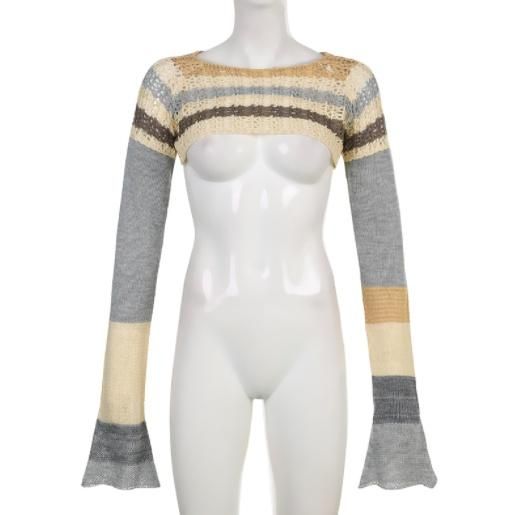 アルチビオ　ボーダージップ長袖　美品♡ 7分袖/Made in JAPAN】カラミ ボーダーカットソー（カットソー