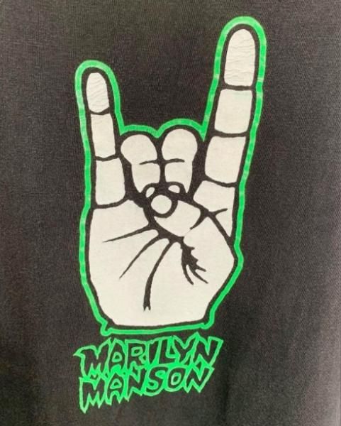 大特価】ブラック Marilyn Manson ハンドサイン ビンテージ古着