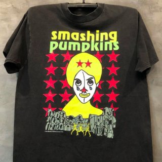 【大特価】ブラック Smashing Pumpkins ビンテージ古着風 ユニセックス オーバーサイズ Tシャツ 半袖 トップス カットソー インポート 通販