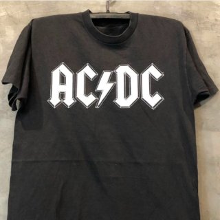 【大特価】ブラック ACDC ビンテージ古着風 ユニセックス オーバーサイズ Tシャツ 半袖 トップス カットソー インポート 通販