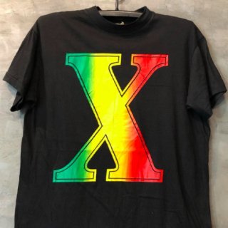 【大特価】ブラック Xロゴ マルコムX ビンテージ古着風 ユニセックス オーバーサイズ Tシャツ 半袖 トップス カットソー インポート 通販