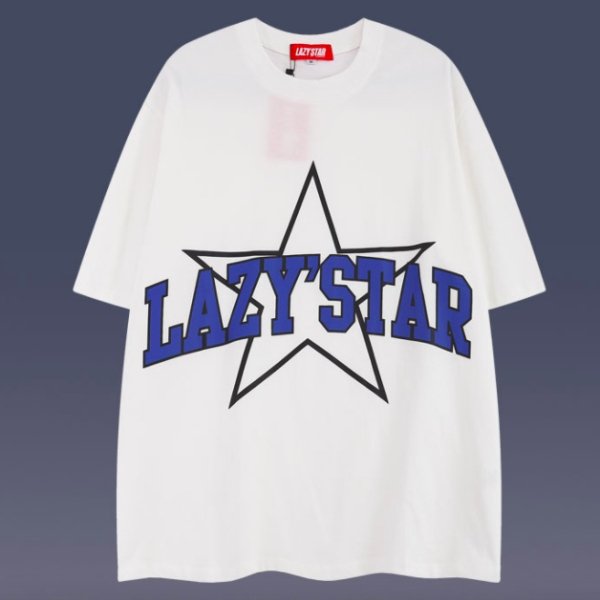 【大特価】4色展開 LAZY’STAR フロントロゴ ユニセックス オーバーサイズ Tシャツ 半袖 トップス カットソー インポート 通販