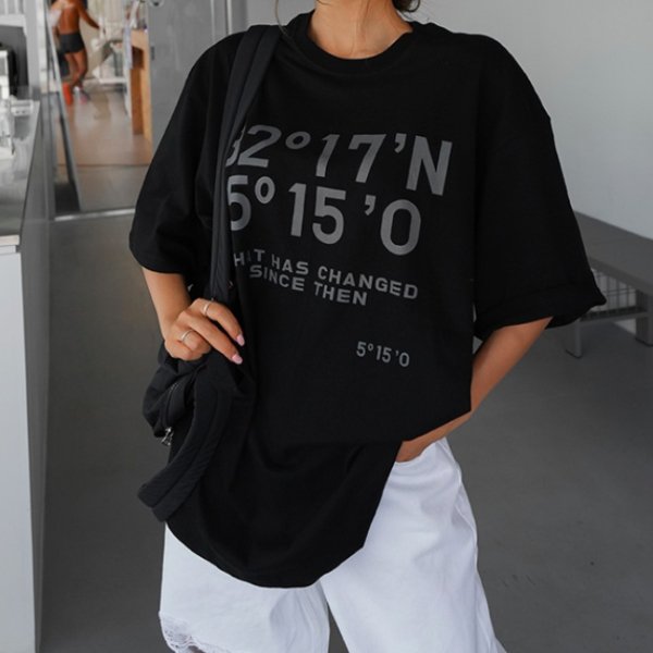 【大特価】ブラック フロントロゴ WHAT HAS CHANGED オーバーサイズ Tシャツ 半袖 トップス カットソー インポート 通販