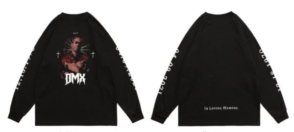 大特価】ブラック フォトプリント DMX ロンT 長袖 トップス