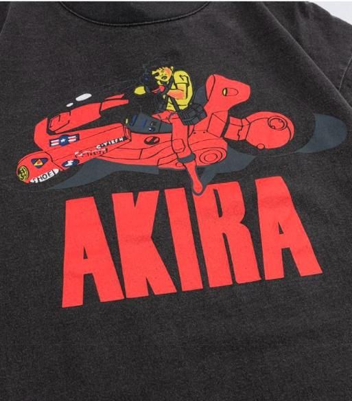 大特価】ブラック AKIRA ビンテージ古着風 Tシャツ 半袖 ユニ
