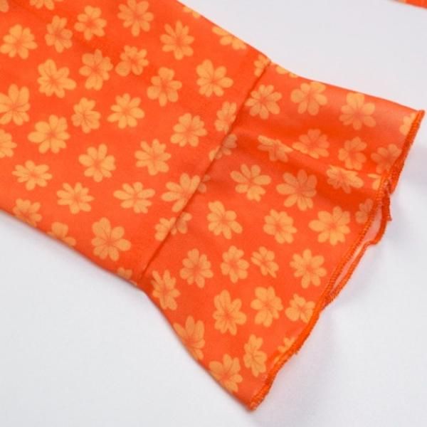 大特価】オレンジ 花柄 フラワー ラッフルフリル シースルー