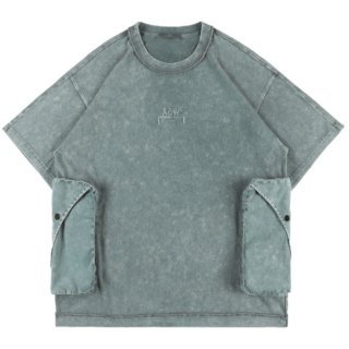【大特価】グレー 無地 シンプル サイドポケット ユニセックス Tシャツ 半袖 トップス カットソー インポート 通販