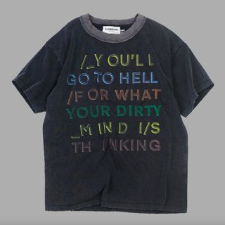 【大特価】グレー Go to hell フロントロゴ マルチカラー Tシャツ 半袖 トップス カットソー インポート 通販