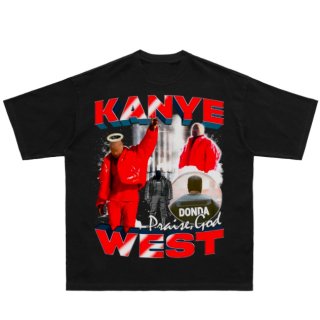 【大特価】ブラック kanye カニエ フォトプリント ユニセックス Tシャツ 半袖 トップス カットソー インポート 通販