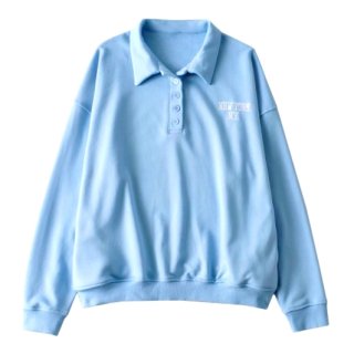 【大特価】5色展開 NEW YORK NY ロゴ 長袖 オーバーサイズ ポロシャツ シャツ ブラウス トップス カットソー