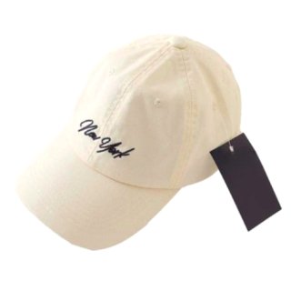 【大特価】ホワイト New York フロントロゴ ビンテージ風 ベースボールキャップ キャップ 帽子 インポート 通販
