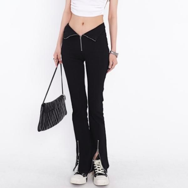 大特価】ブラック 無地 シンプル フロントジッパー ローライズ 大特価】ブラック 無地 シンプル フロントジッパー ローライズ